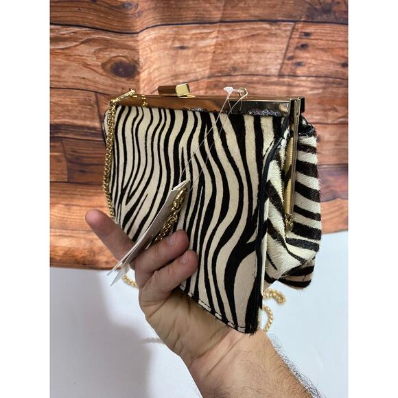 Aqua Zebra-Print Frame Crossbody – 100% Exclusive Color Black/White NIP - Picture 5 of 12
